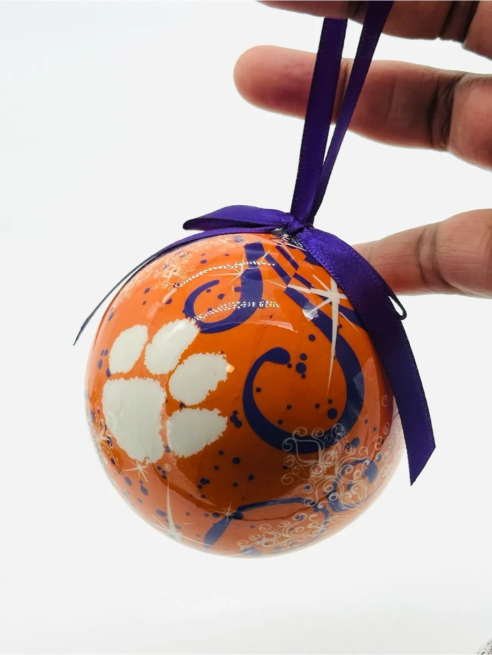 Clemson Tigers NCAA Official Orange Paw Print Christmas Ball Ornament Holiday